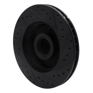 Dodge Ram 1500 Van Brake Rotor (1) - Front Left - R1 Concepts - Drilled & Slotted - Black - 2003